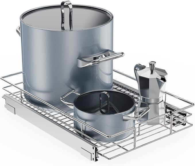 ROOMTEC Pull Out Cabinet Organizer, Cabinet Pull Out Shelves 14" W x 21" D, Heavy Duty Cabinet Drawers Slide Out Kitchen Cabinet Organizers Storage Shelf