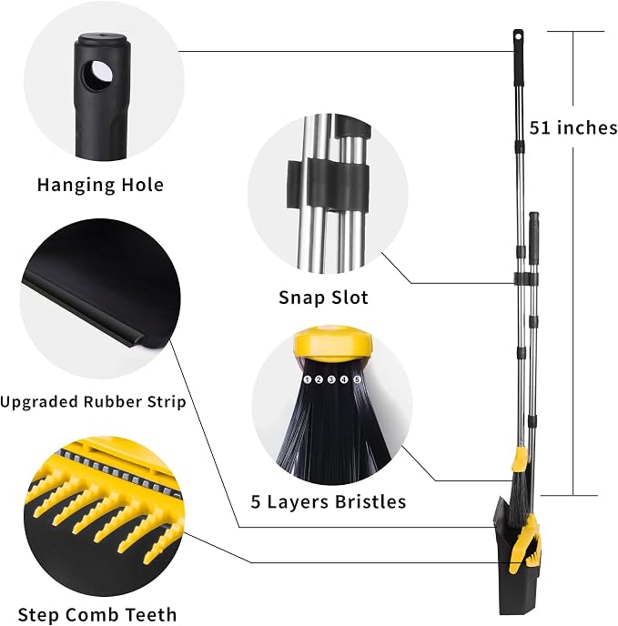 Broom and Dustpan Set for Home, ZeroGap Lip, Upright Storage Broom Combo for - Image 9
