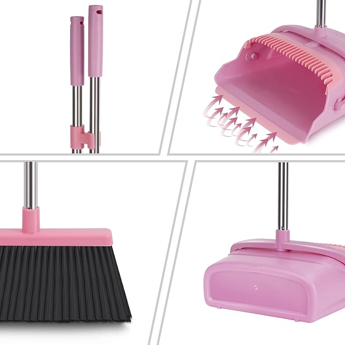 Broom and Dustpan Set for Home, Indoor&Outdoor Sweeping, Stand Up Broom and - Image 3