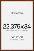 Homeforia 22.375x34 Puzzle Frame Brown, High End Dark Oak 22.375 x 34 Picture Frame Wood without Mat, 34x22.375 Wooden Walnut Thin Frames for Wall, 22.375by34 Frame, Tempered Glass, Wall Kit, Set of 1