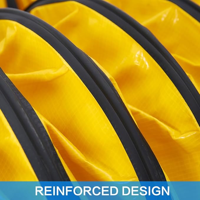 16FT Ducting Hose 8IN PVC Flexible Duct Hosing with Adjustable Rope S Hook & Steel Support for Utility Blower Exhaust Fan (8''x16ft)