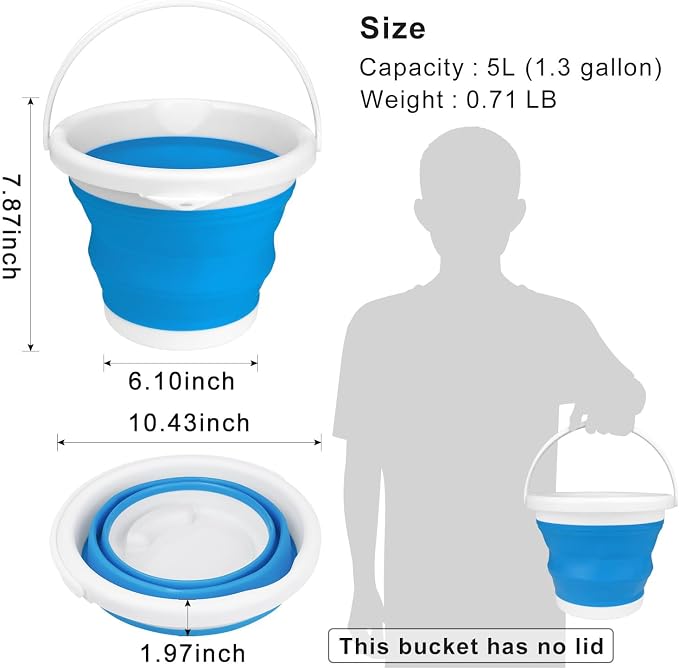 Collapsible Mop Bucket and Ice Bucket-5L Household Cleaning Silicone Dust Mops - Image 2