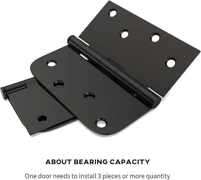 goldenwarm 24 Pack 4in Black Door Hinges Interior Door Hinges Black Matte 4 x 4 Inch with Square & Round Corners, Iron Material