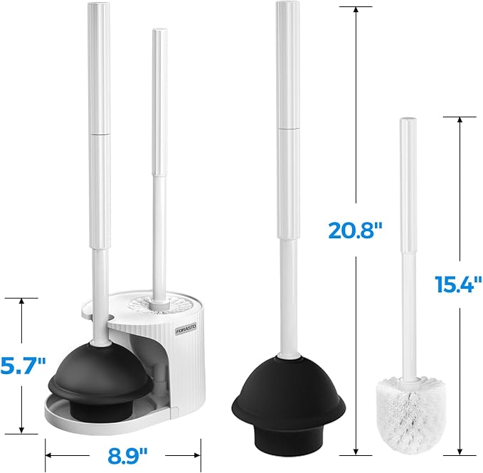 FORASTO 2in1 Toilet Brush & Plunger Set, Bathroom Essentials - Image 6