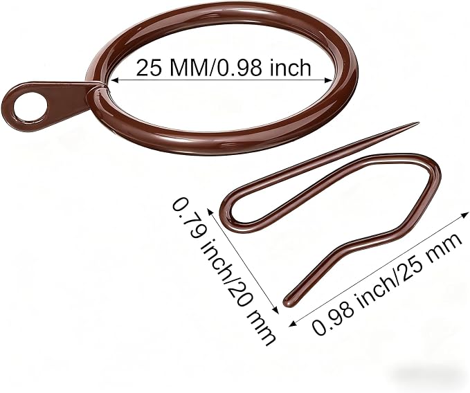 Hotop 60 Pieces 0.98 Inch Metal Drapery Curtain Rings Curtain Hanging Rings and - Image 2