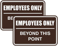 All Quality Classic Framed Employees Only Beyond This Point Wall or Door Sign | Easy to Install Business Signage - Large (Dark Brown) 2 Pack