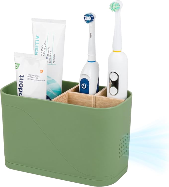 Toothbrush and Toothpaste Holder, 4 Slots, Kids Electric Tooth Brush Organizer by Heagoale