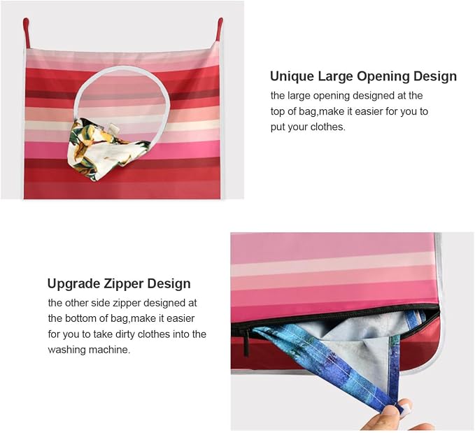2PCS Hanging Laundry Hamper Bag Over the Door Laundry Hamper Wall Hamper Large - Image 4