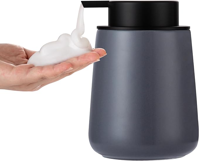 Enra Gray Foaming Soap Dispenser, Ceramic Foam Hand Soap Dispenser Modern | by Enra