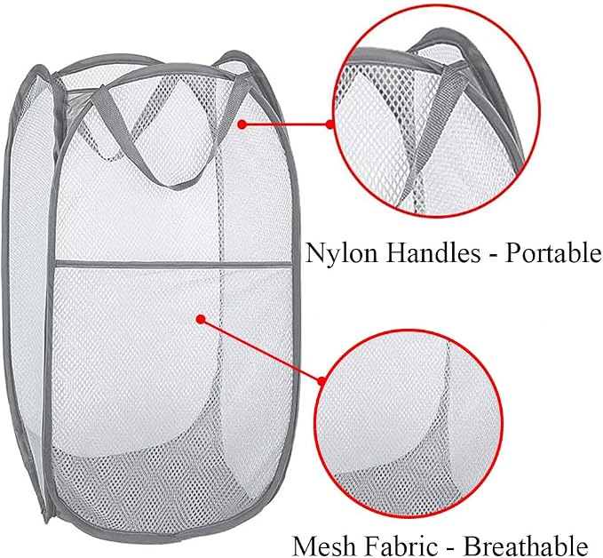 Larpur Pack of 3 Pop up Laundry Hampers, Collapsible Laundry Baskets - Image 8