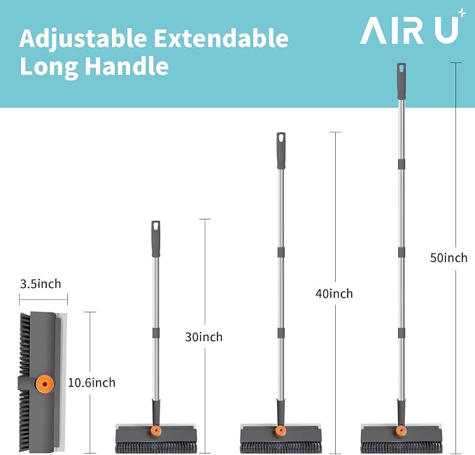 AIR U+ Floor Scrub Brush with Long Handle, 3-in-1 Rotating Head & Squeegee | - Image 6