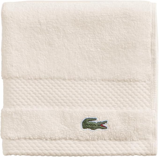 Lacoste Heritage 100% Supima Cotton Wash Cloth 13" x 13", Chalk | Highly by Unknown