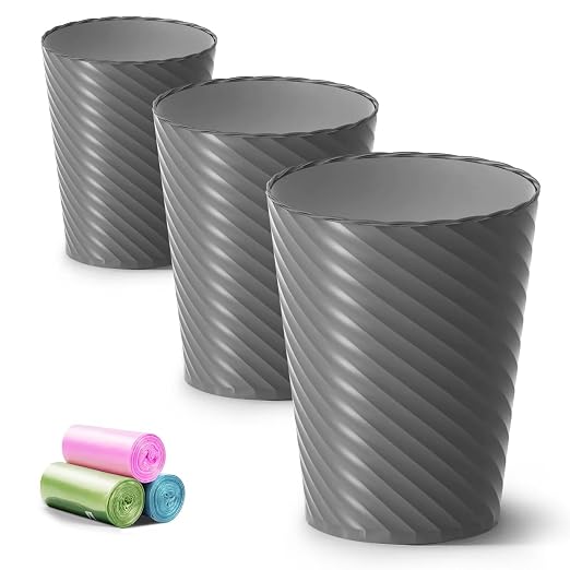 Lysam Bathroom Trash Can 3 Pack, 1.8 Gallon Small Trash Can by Lysam
