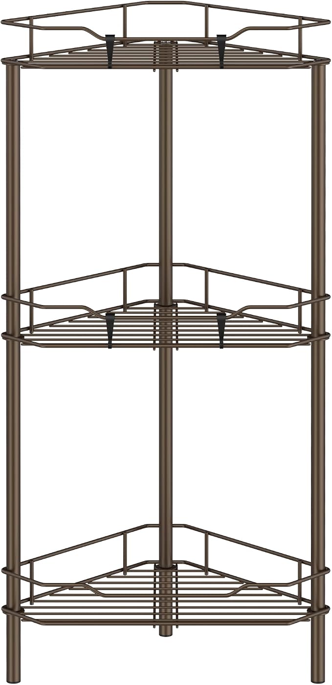 HuggieGems Metal Floor Standing Corner Shower Caddy, 3 Tier by HuggieGems