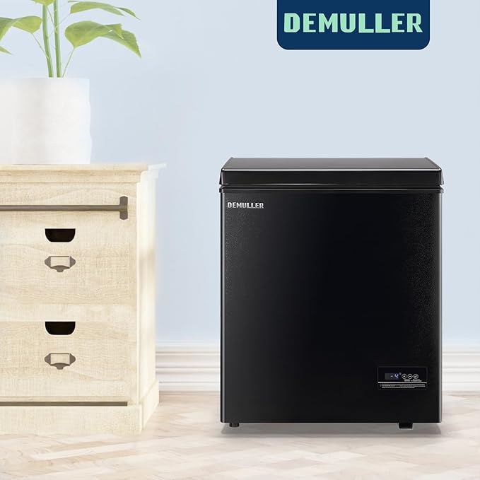 4.0 Cu.ft Compact Chest Freezer Ultra-low Temperature Deep Freezers (Down to -12 ℉) with TWO Removable Baskets Freestanding Black Small Mini Freezer for Home Kitchen Office