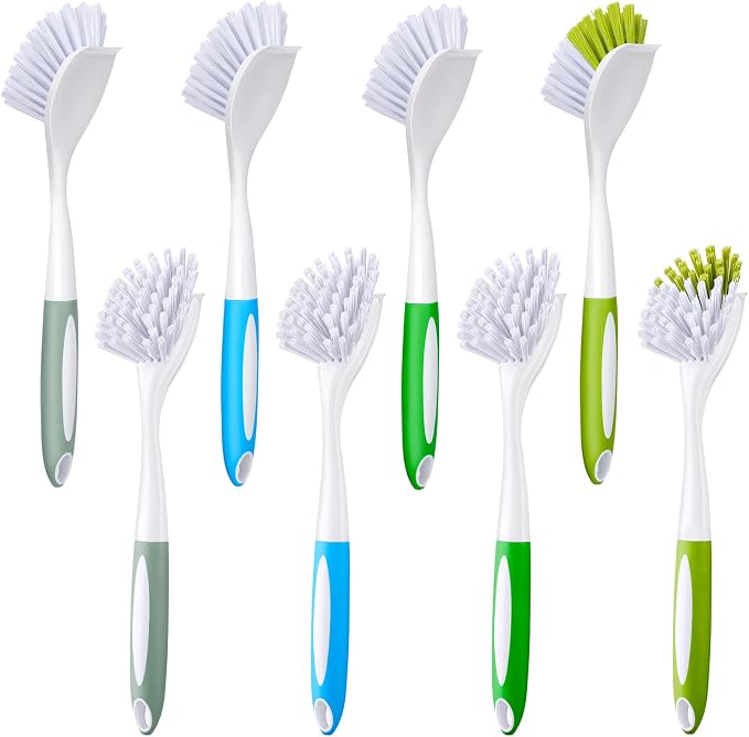 Didaey Dish Brush with Handle Kitchen Scrub Brush, 4 Colors, 11.02 x 3.15 x by Didaey