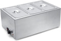 SYBO Food Warmer Commercial Grade Stainless Steel Bain Marie Easy to Clean Steam Table for Buffet Catering and Restaurants, ETL, CE ROHS Certified for Commercial, Safety (3 Sections)