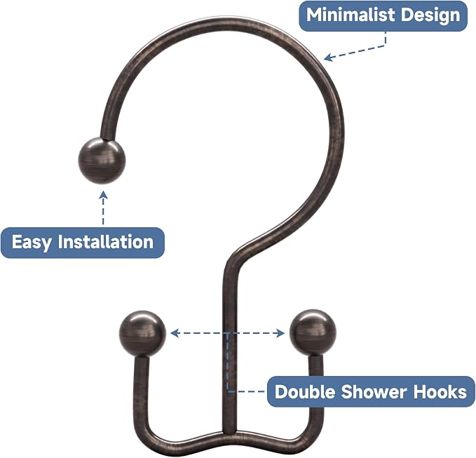 Titanker Shower Curtain Hooks Rings, Rust Resistant Metal Minimalist Simple - Image 2