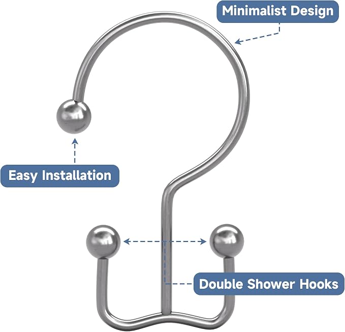 Titanker Shower Curtain Hooks Rings, Rust Resistant Metal Minimalist Simple - Image 5