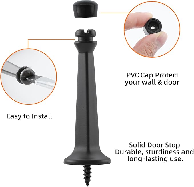 HOME MASTER HARDWARE 3" Heavy Duty Solid Door Stop, 2 Pack | Wall Mounted Design - Image 2