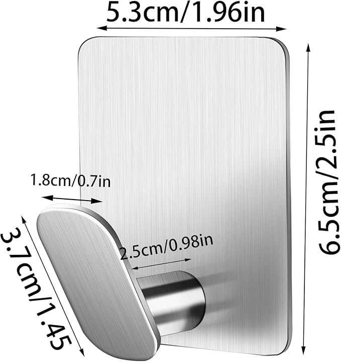Sticky Hooks for Hanging Adhesive, Brushed Nickel, 6 Pack - Image 5
