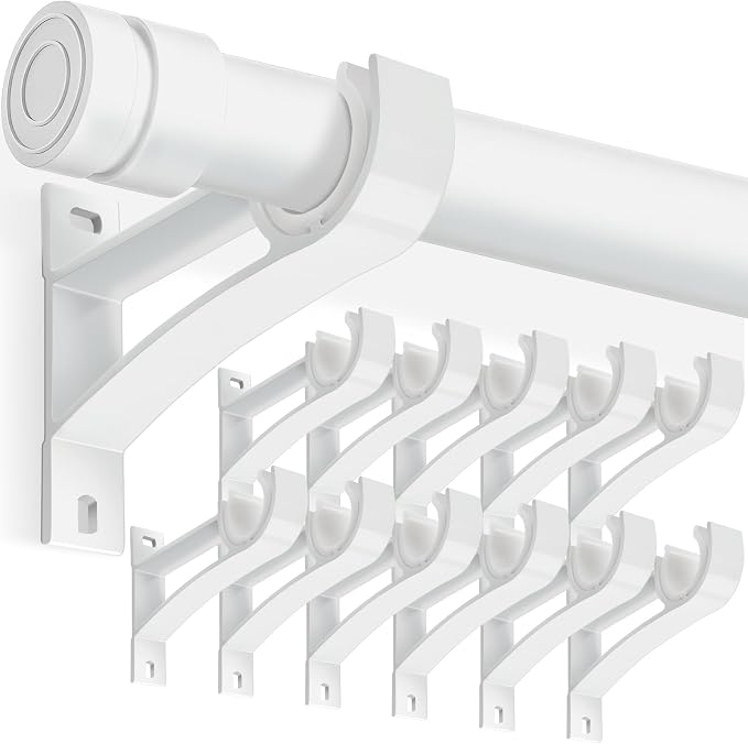KOLAKO Curtain Rod Bracket, Heavy Duty Holders, 12 Pack White Hooks Hangers by KOLAKO