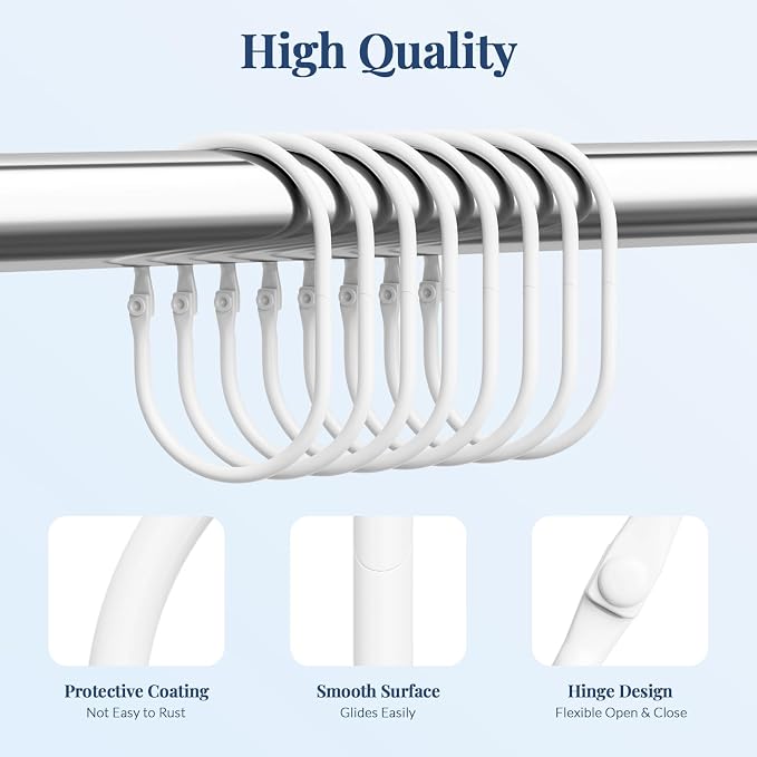 Bathway Shower Curtain Rings, Metal Shower Curtain Rings Rust Proof, Shower - Image 2