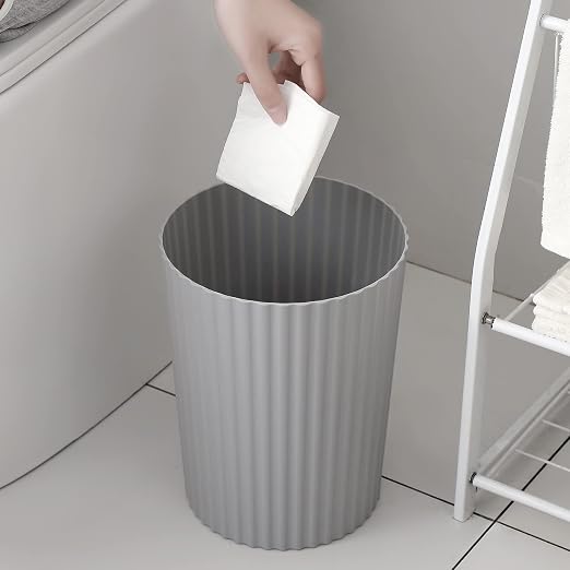 JiatuA Small Bathroom Trash Can Plastic Wastebasket Garbage Can Grey | Sturdy - Image 3