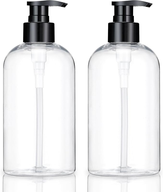 Plastic Pump Bottles Dispenser 2Pack 10oz Shampoo Bottle BPA Free | Empty Pump by KREMORV