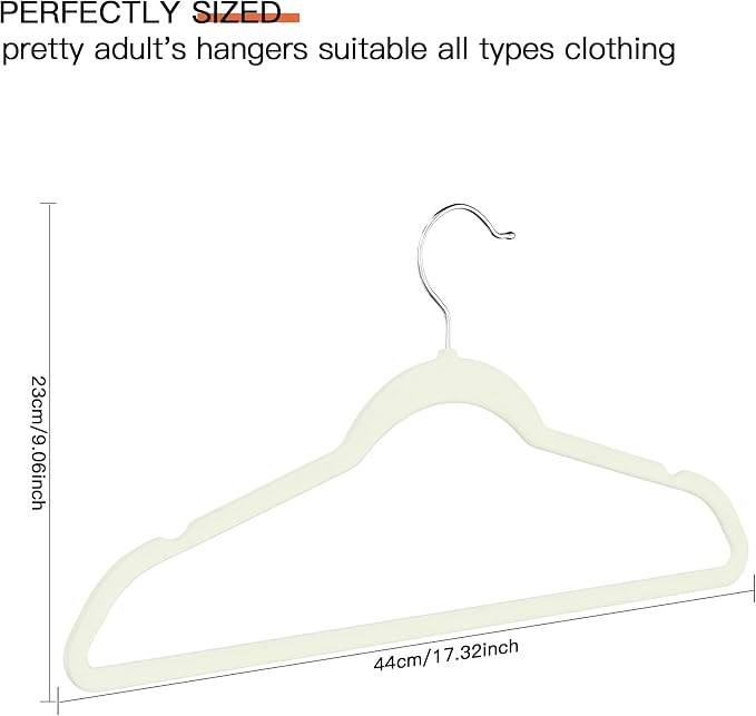 Ivory Velvet Hangers 20 Pack, Slim Space Saving Suit Hangers - Image 8
