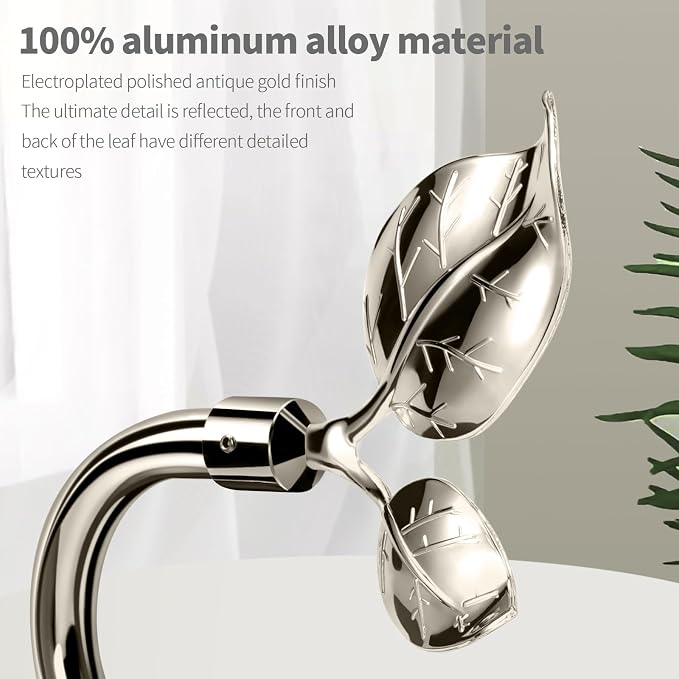 HIKMLK Leaf Shaped Curtain Tieback Holdbacks 2pcs, Handmade Metal Curtain Side - Image 3