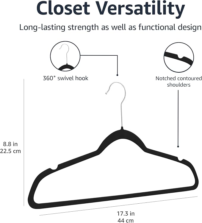Amazon Basics Slim Velvet Non-Slip Space Saving Suit Clothes Hangers - Image 8