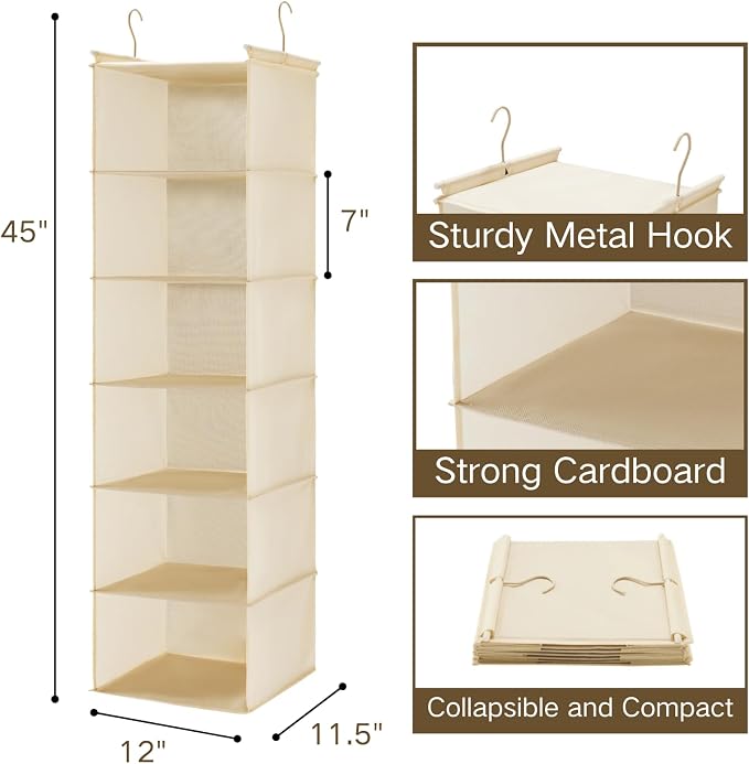 MAX Houser 6 Tier Shelf Hanging Closet Organizer - Image 3