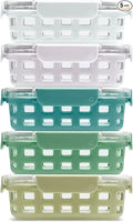 Ello Duraglass 3.4 Cup Glass Meal Prep Containers, 5 Pack, Olive Tree | Glass by Ello