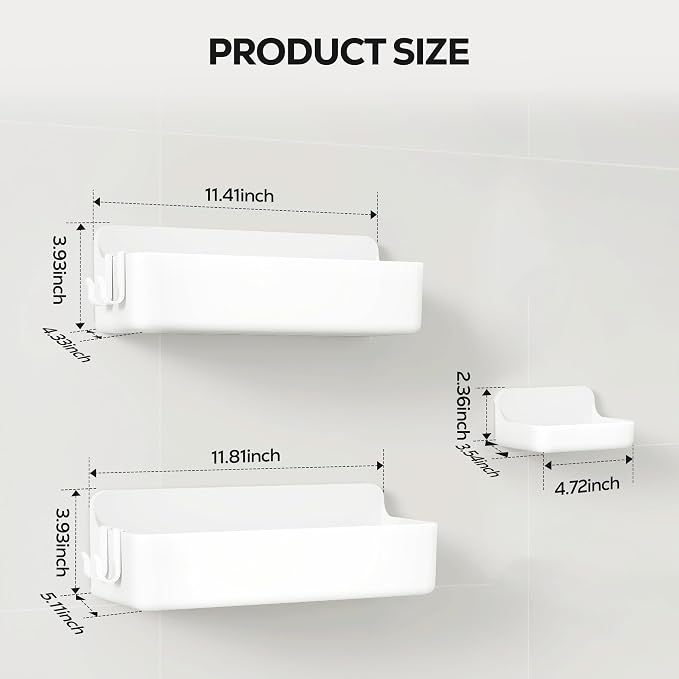 Nieifi Adhesive Shower Shelves, 3 Pieces - Image 2