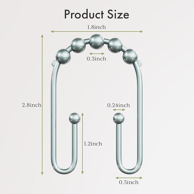 AmazerBath Shower Curtain Hooks, Lightcyan Shower Curtain Rings, Shower Curtain - Image 6