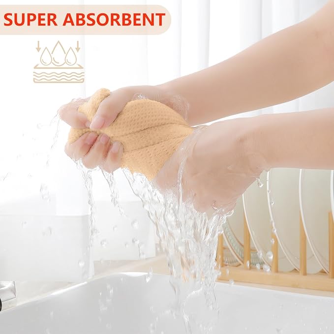 Homaxy 100% Cotton Waffle Weave Kitchen Dish Cloths 24-Pack, Apricot | 12 x 12 - Image 3