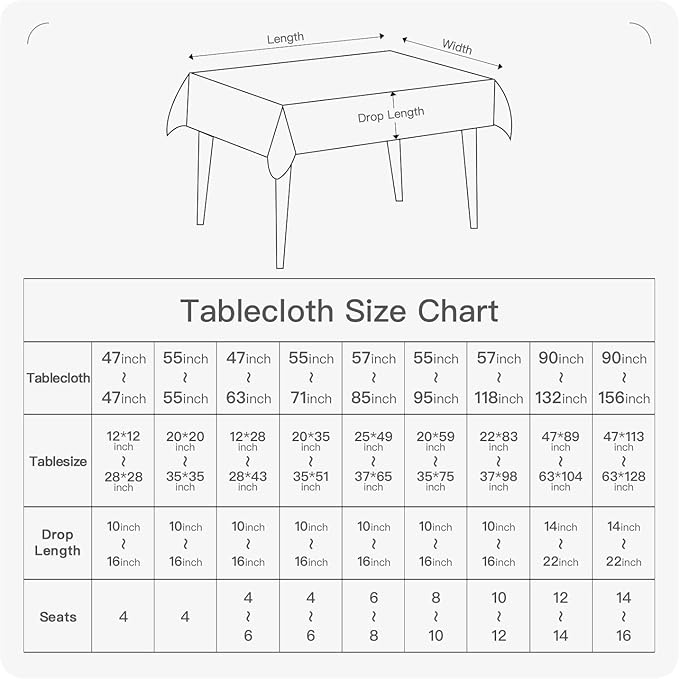 BALCONY & FALCON Square Tablecloth - Small Waterproof Table Cloth, Wrinkle Resistant Table Cover Linen Fabric Tablecloths for Dining Kitchen Wedding and Outdoor Decoration (Black, 47"x47")