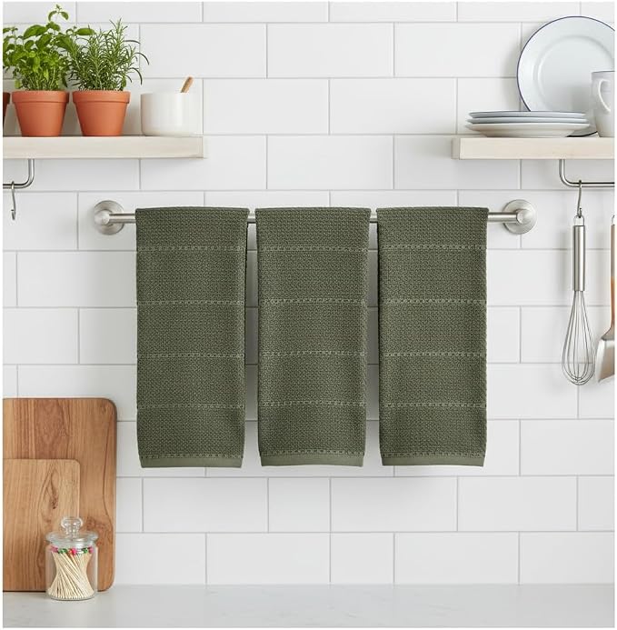 Olive Green Kitchen Hand Dish Towels, 100% Cotton - Image 7