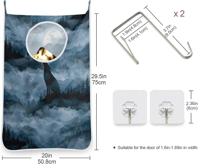 1PC Hanging Laundry Hamper Bag Over the Door Laundry Hamper Wall Hamper Large - Image 3