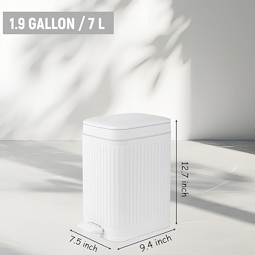 Small Bathroom Trash Can with Lid, 1.9 Gallon Slim Soft Close Step, Kitchen & - Image 7