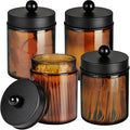 Amolliar Amber Glass Apothecary Jars Qtip Holder w/Metal Lids by Amolliar