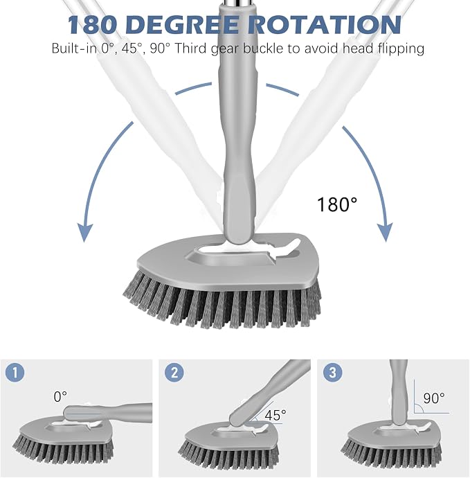 SetSail Tile Tub Scrubber Brush 3-in-1 Long Handle Shower Scrubber, 180° - Image 3