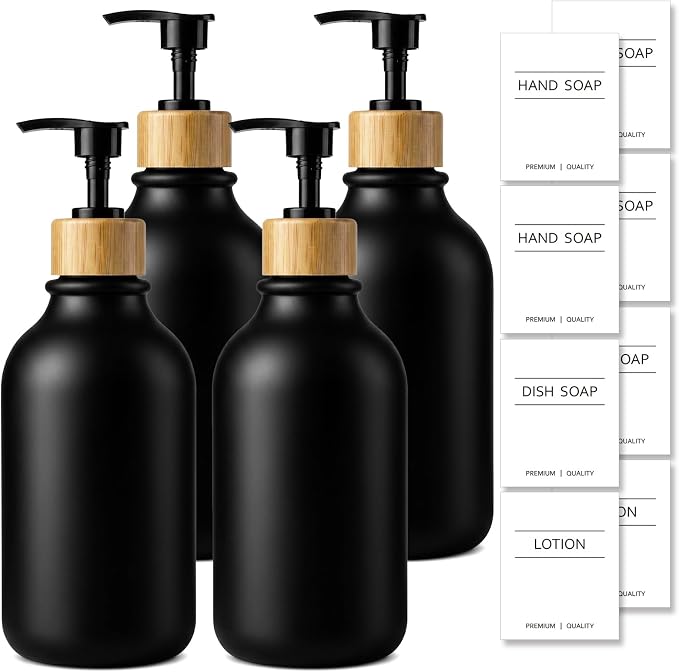 KASUNTING Black Soap Dispenser, 4 Pack Hand Soap Dispenser Bathroom by ALPIRIRAL