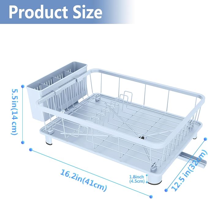 Hiviweer Dish Drying Rack for Kitchen Counter, 16.2" L x 12.5" W, Removable - Image 4