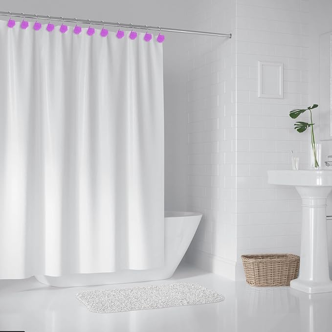 Rose Shower Curtain Hooks, Glow in The Dark, Pretty Floral Themed Elegant - Image 5