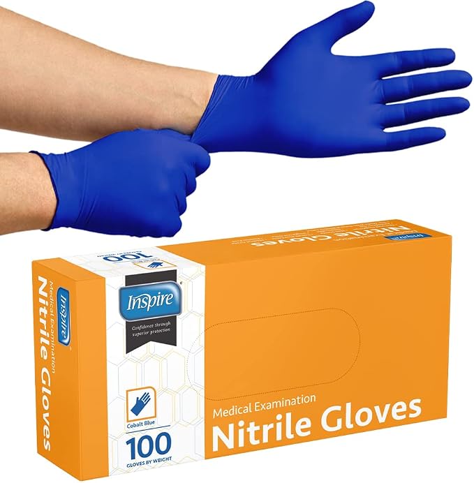 Inspire Cobalt Blue Nitrile Disposable Gloves | 4.5 Nitrile Safety Medical Exam - Image 8