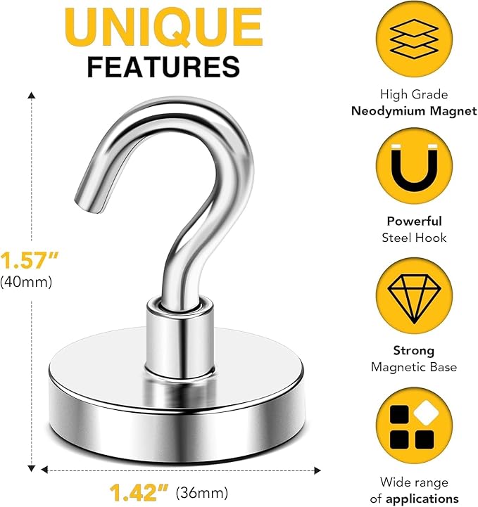 DIYMAG Magnetic Hooks 10pcs 170lbs Cruise Essentials 2026 Magnet Hook - Image 2