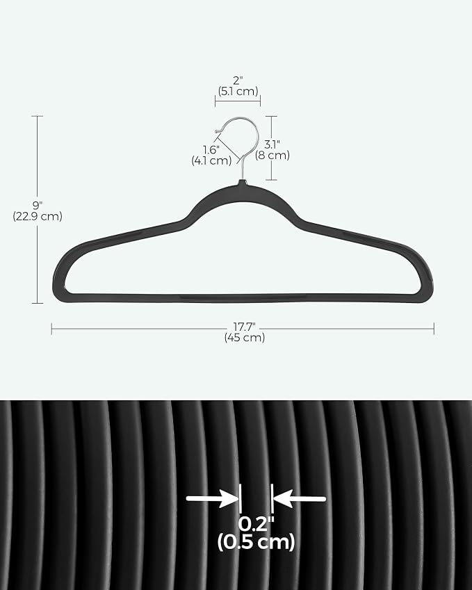 SONGMICS Plastic Clothes Hangers, Space-Saving | 0.2 Inches Thick, 17.7 Inches - Image 6
