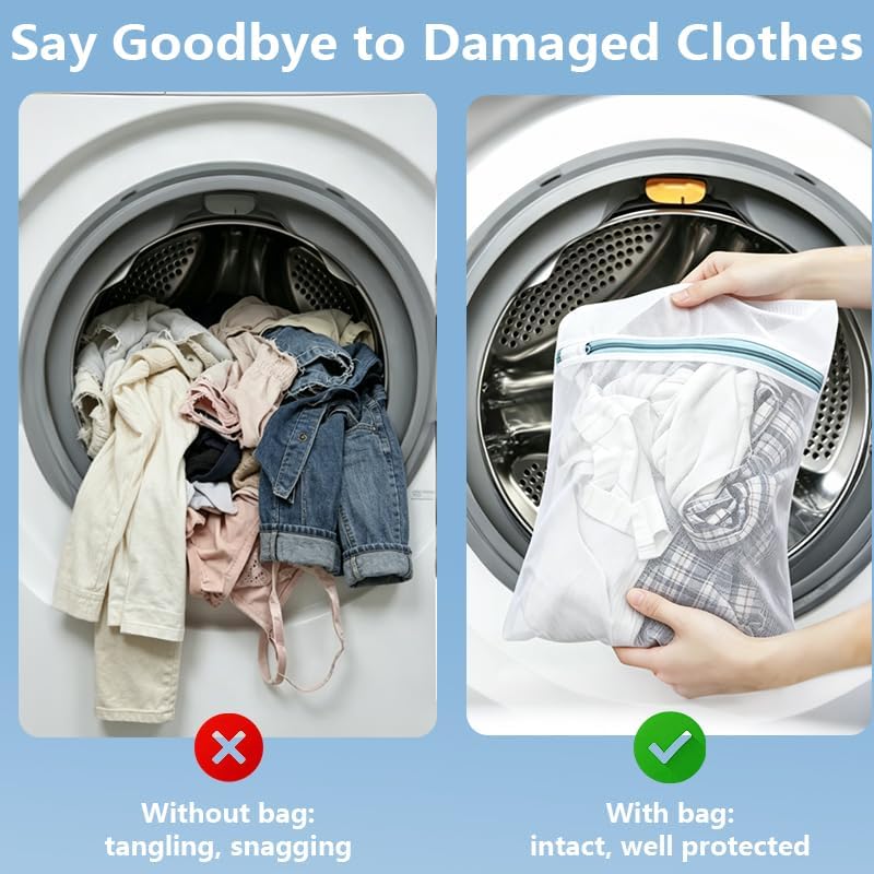 4 Pack Mesh Laundry Bags for Delicates, Medium Wash Bags for Laundry, Durable - Image 3